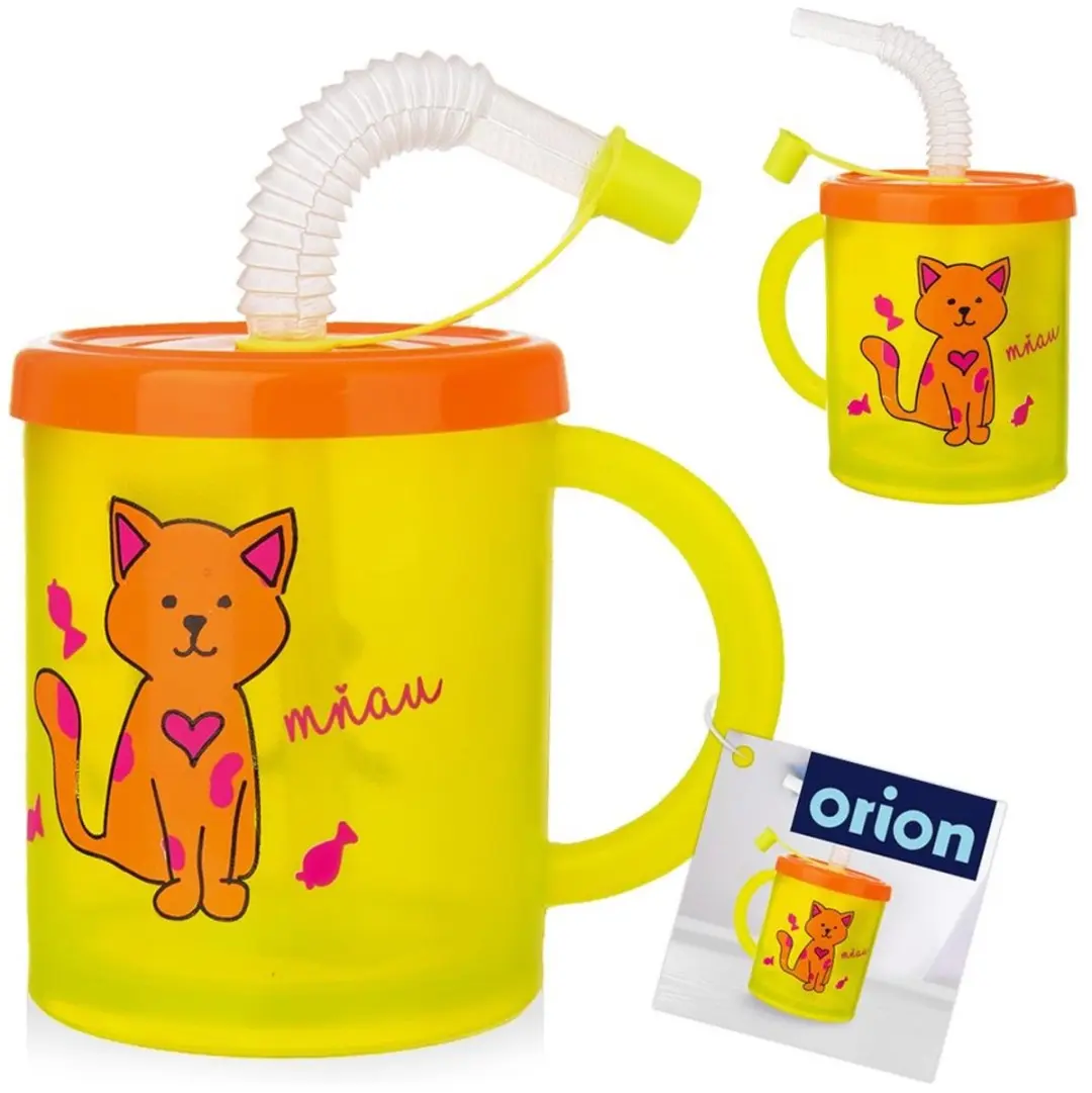 Orion Kinderbeker met Rietje 260ml - Geel
