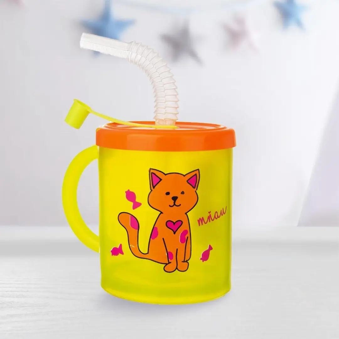 Orion Kinderbeker met Rietje 260ml - Geel