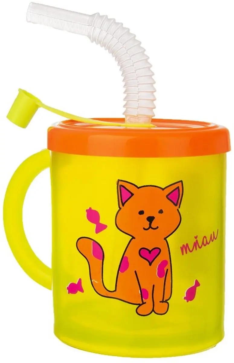 Orion Kinderbeker met Rietje 260ml - Geel