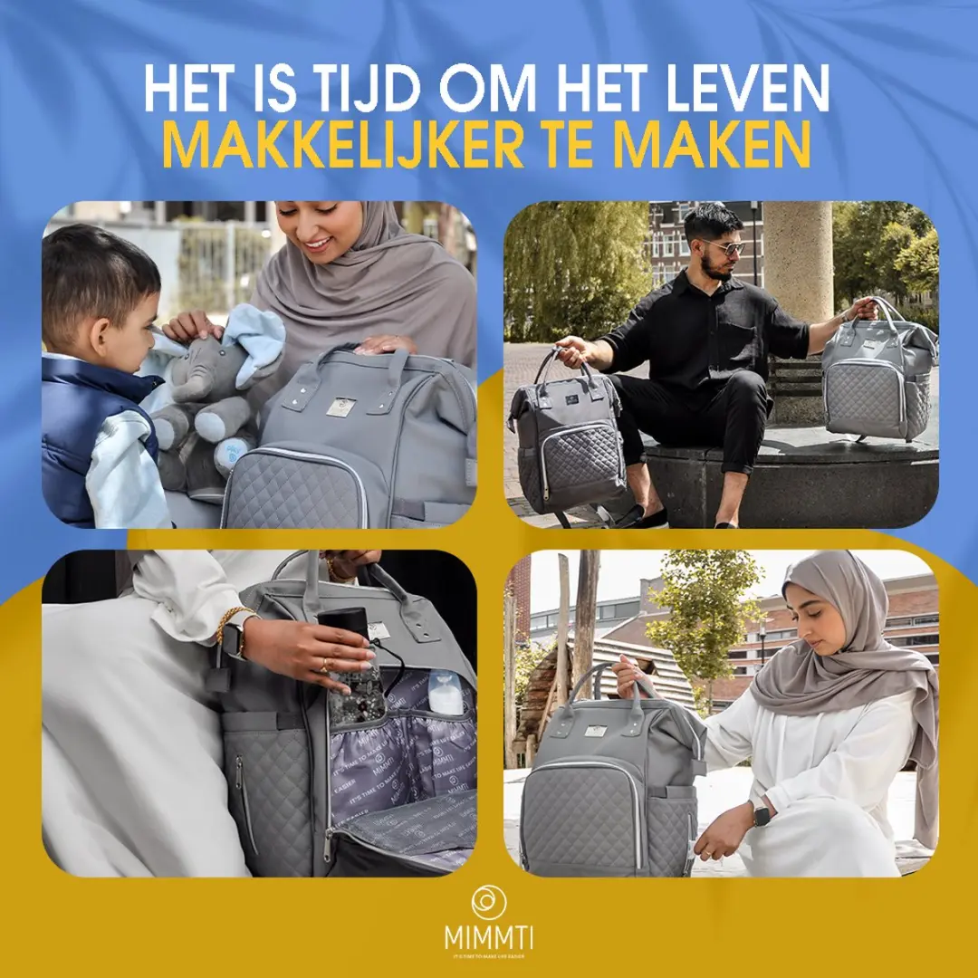 Mimmti Leren Luiertas Rugzak 2.0 - Grijs