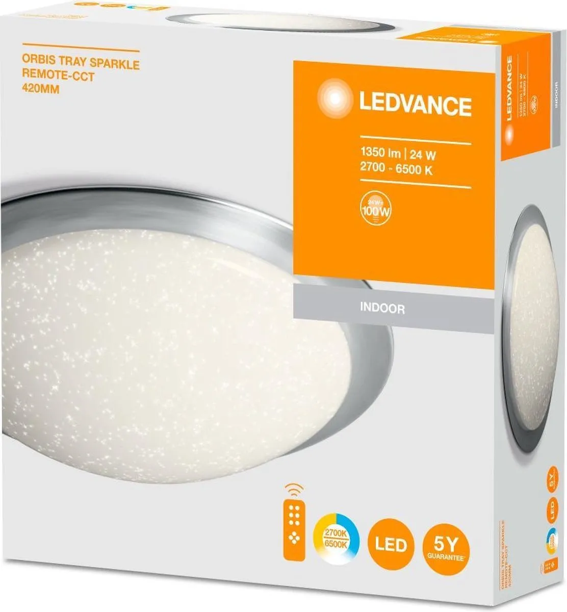 LEDVANCE ORBIS Tray Sparkle Plafondarmatuur 24W - Wit - afbeelding 4 van 6