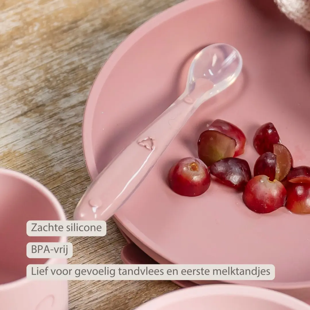 Nattou Mealtime Siliconen Lepels 16cm - 2 Stuks - Poederroze
