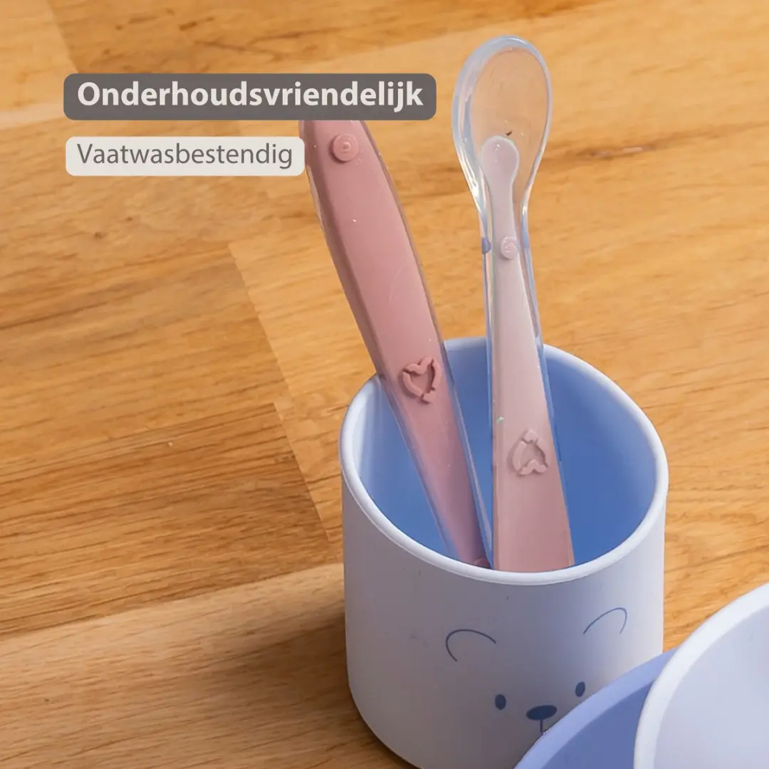 Nattou Mealtime Siliconen Lepels 16cm - 2 Stuks - Poederroze