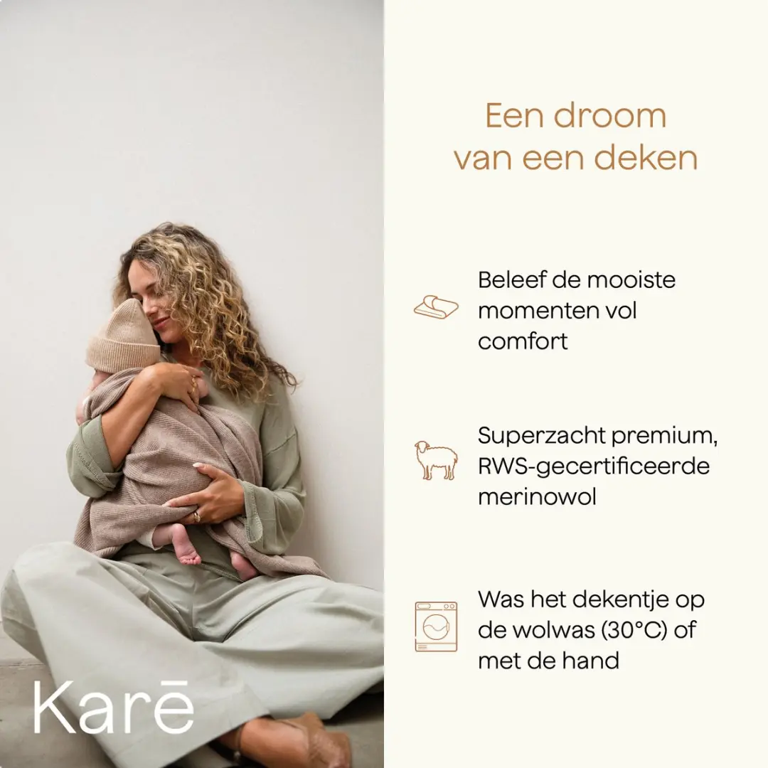 Kare Baby Deken Merino Wol Warm Walnut 100x140cm