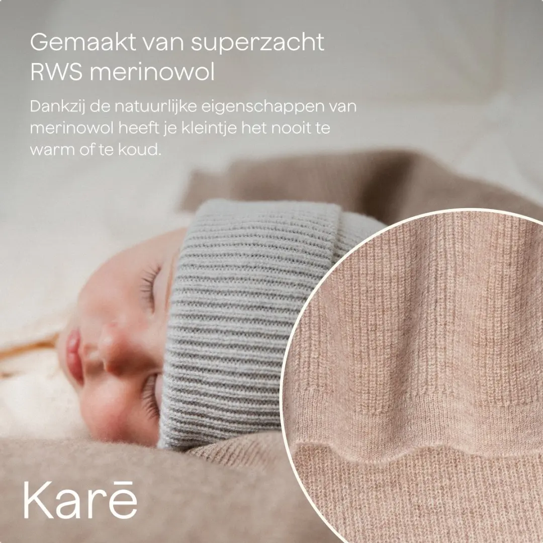 Kare Baby Deken Merino Wol Warm Walnut 100x140cm
