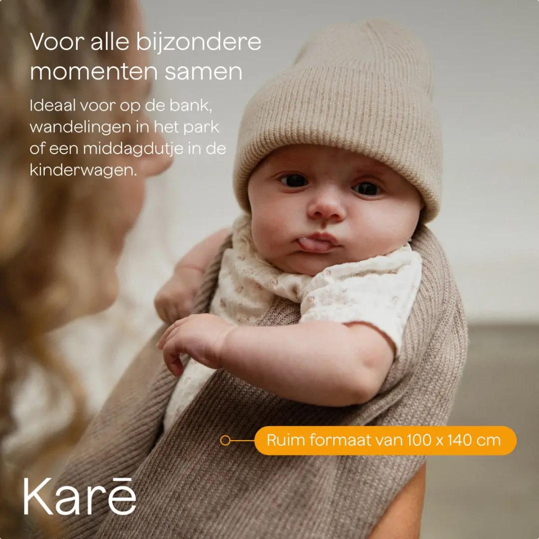 Kare Baby Deken Merino Wol Warm Walnut 100x140cm