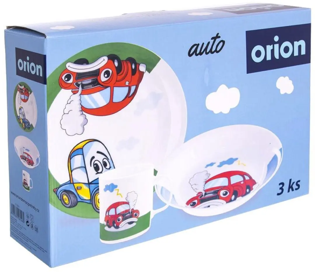 Orion Kinderservies Auto - Porselein - 3-delig - Wit/Kleurrijk
