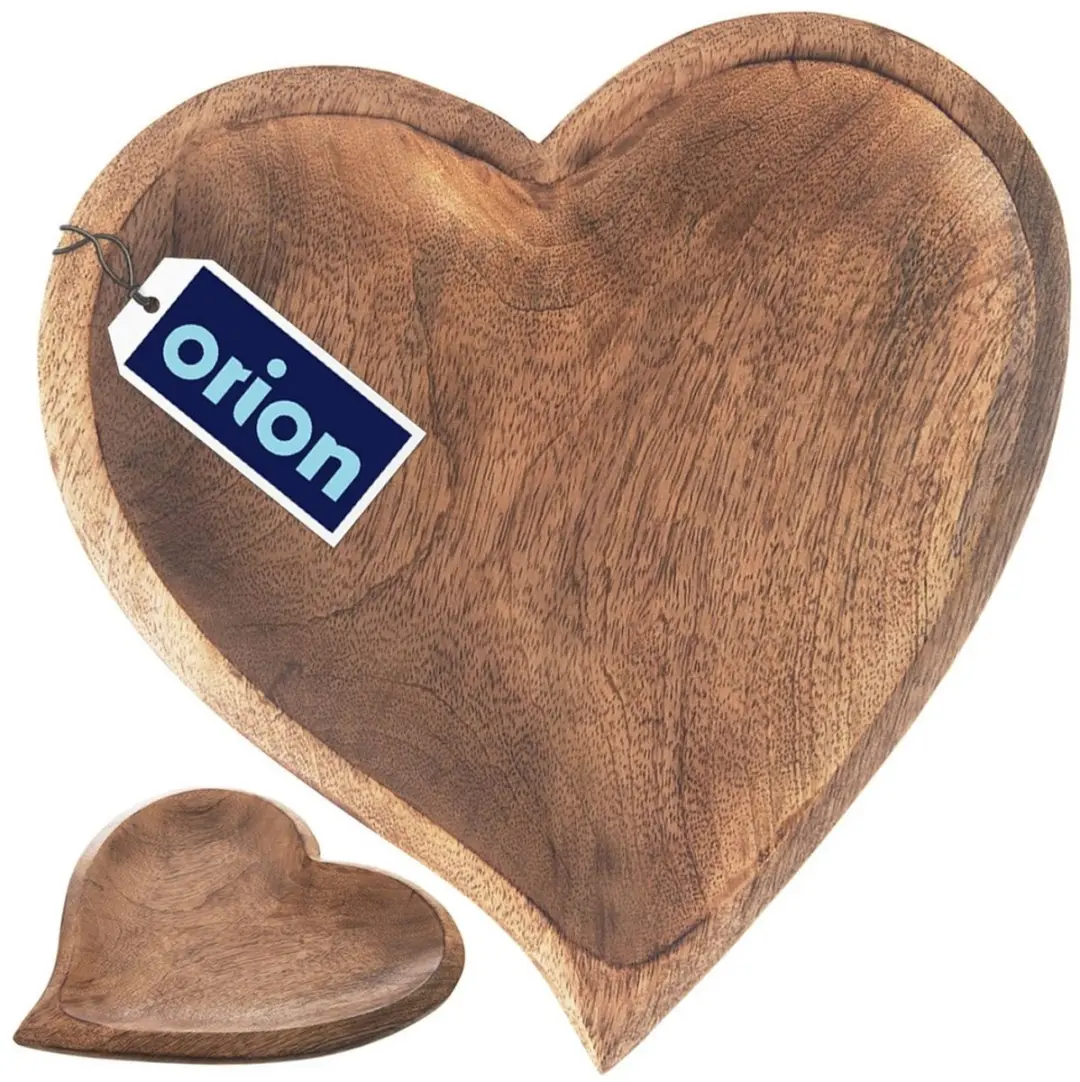 Orion Houten Hartvormig Snackbord 25x25cm - Mangohout