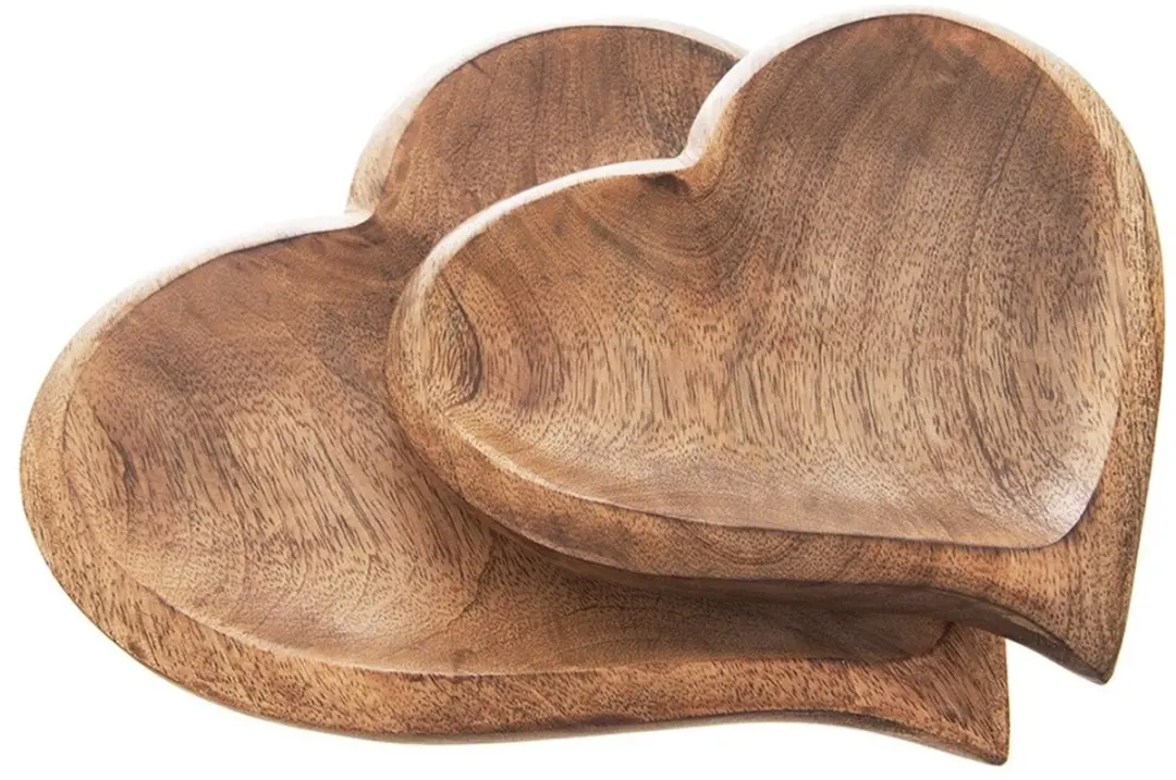 Orion Houten Hartvormig Snackbord 25x25cm - Mangohout