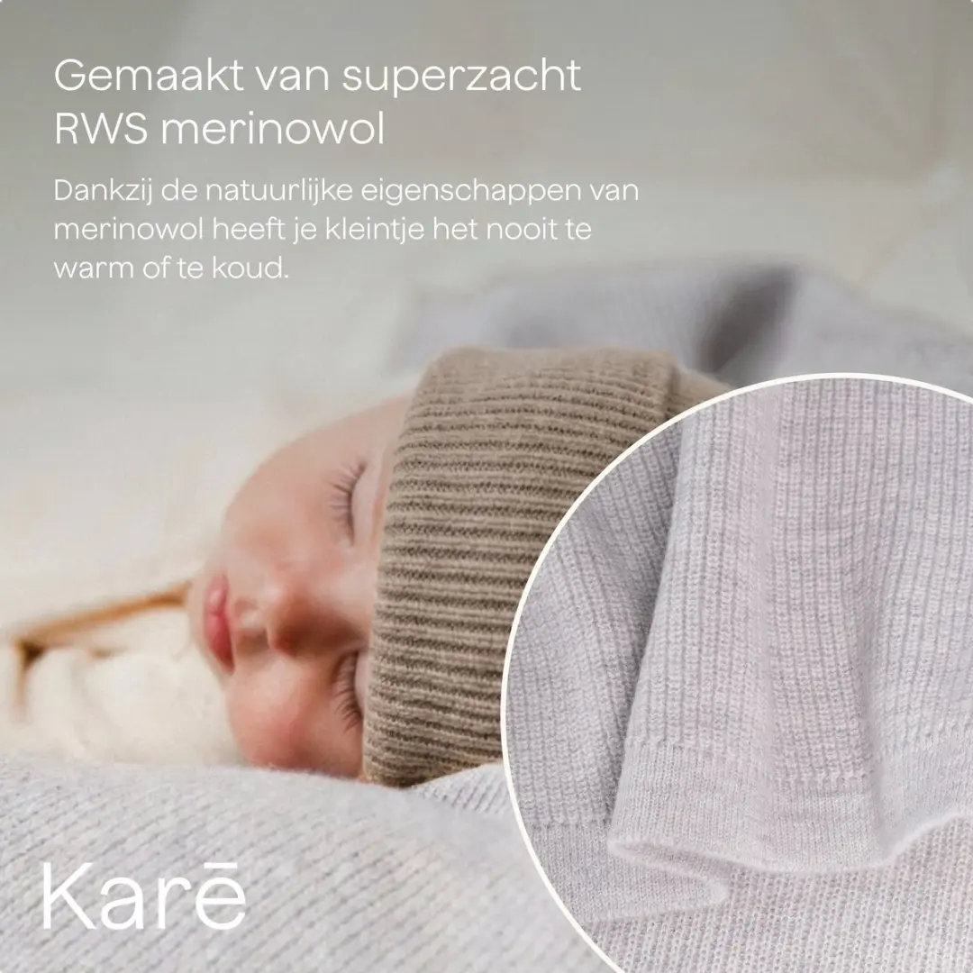 Kare Baby Deken Merino Wol 140x200cm - Grijs