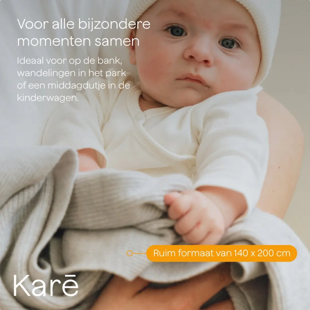 Kare Baby Deken Merino Wol 140x200cm - Grijs