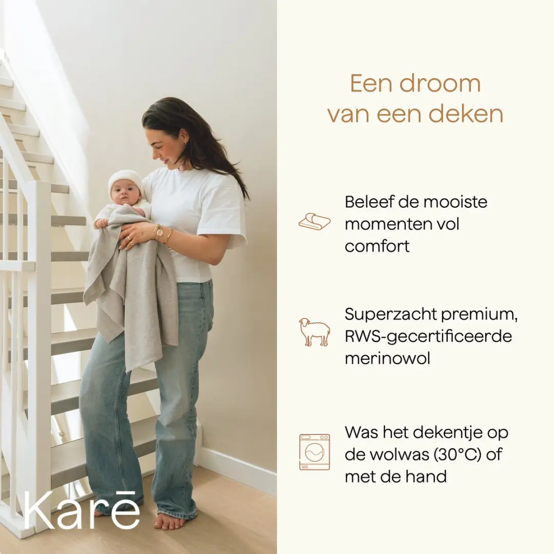 Kare Baby Deken Merino Wol 140x200cm - Grijs