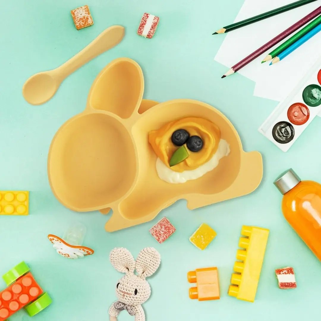 Orion Kinderbord Siliconen Konijnenvorm Geel