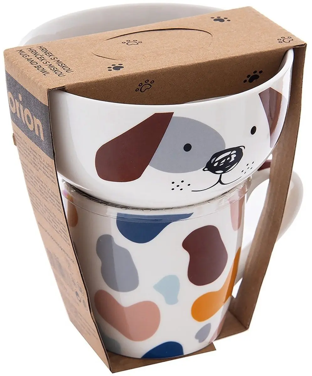 Orion Kinderservies Porseleinen Beker en Kom - Poes Motief - 2-delig