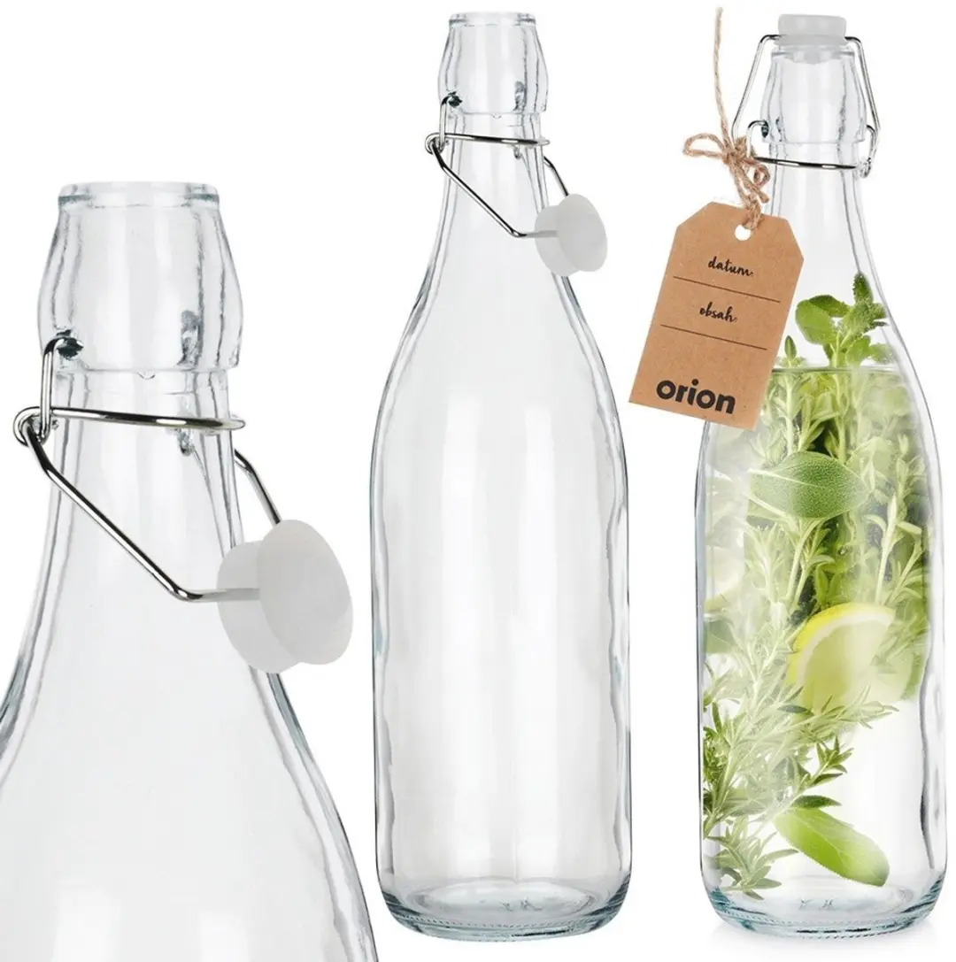 Orion Retro Glazen Fles 1L - Transparant