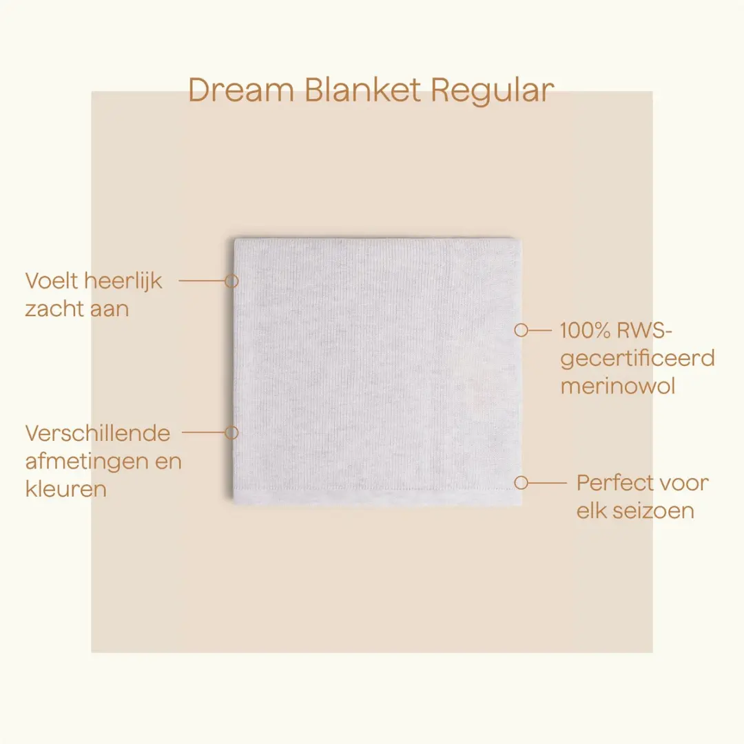 Kare Baby Deken Merino Wol 70x95cm - Mixed Grey