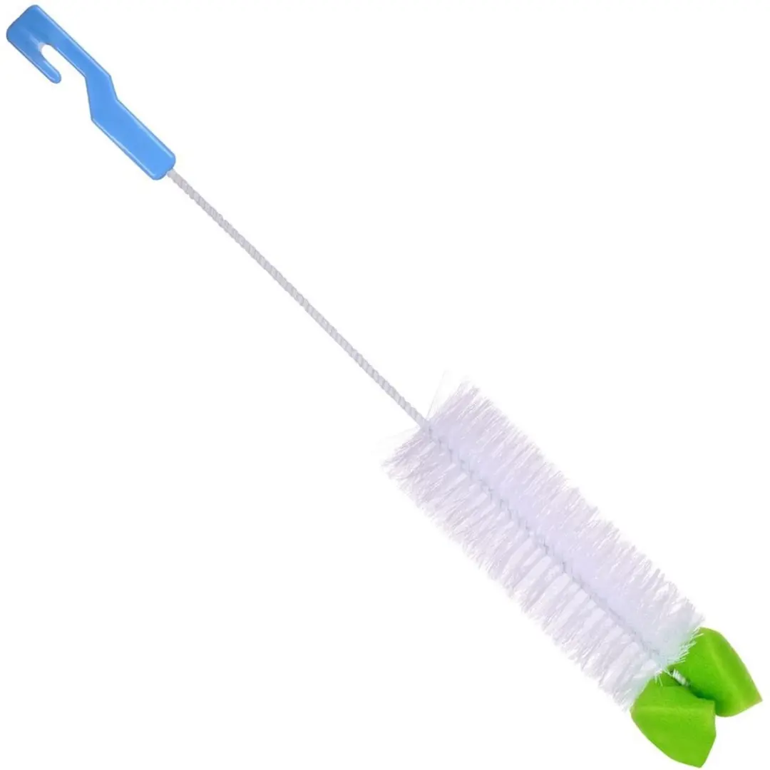 Orion Flessenborstel Extra Lang - Met spons - Blauw/Groen/Wit