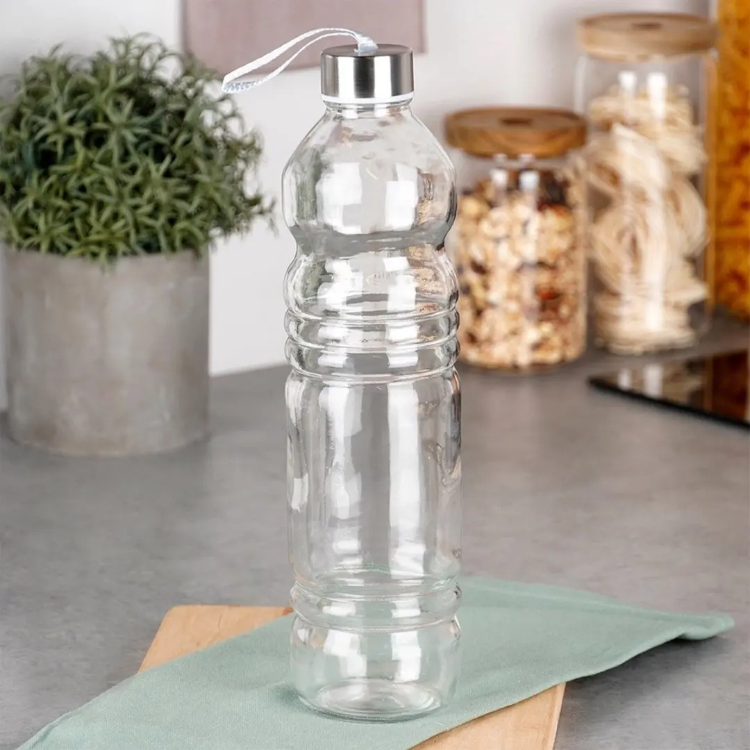 Orion Glazen Fles 1,1L - Zilver Deksel