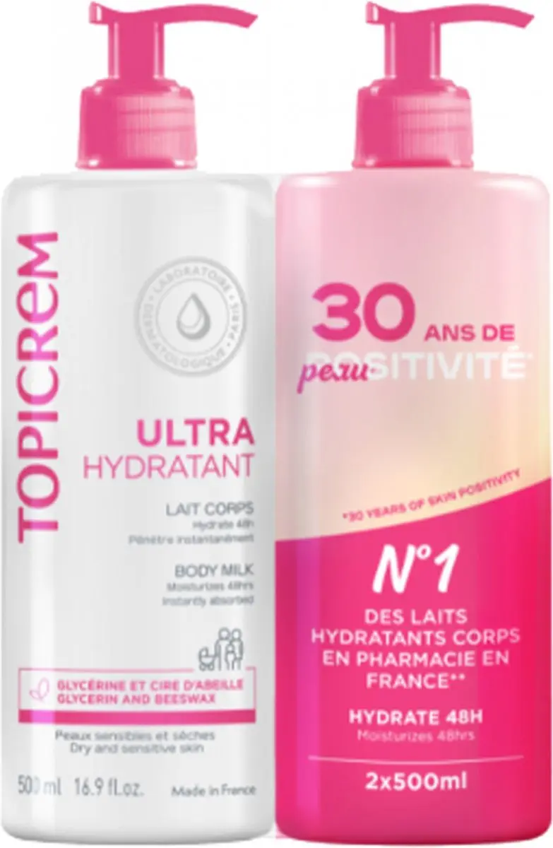 Topicrem Vochtinbrengende Lichaamsmelk 1000ml (2x500ml)