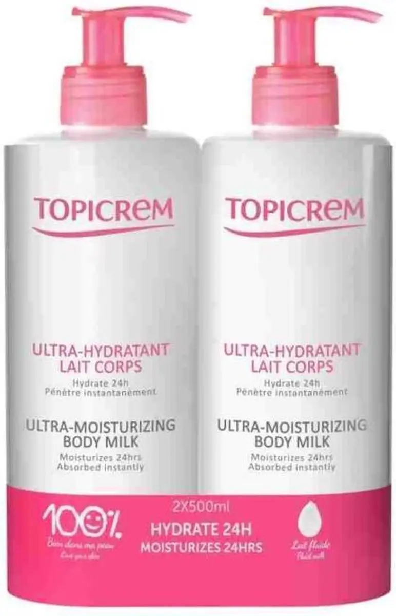 Topicrem Vochtinbrengende Lichaamsmelk 1000ml (2x500ml)