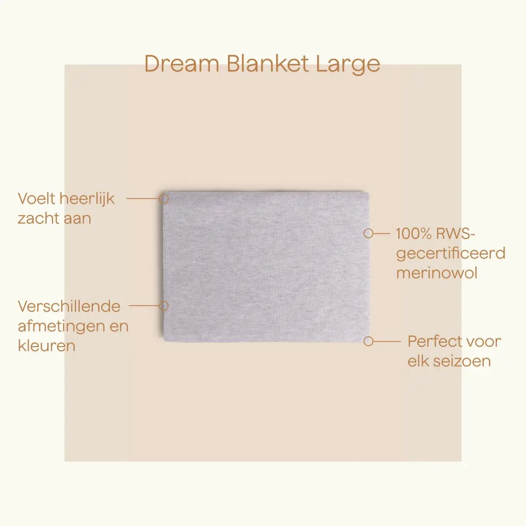 Kare Baby Deken Merino Wol Mid Grey 100x140cm