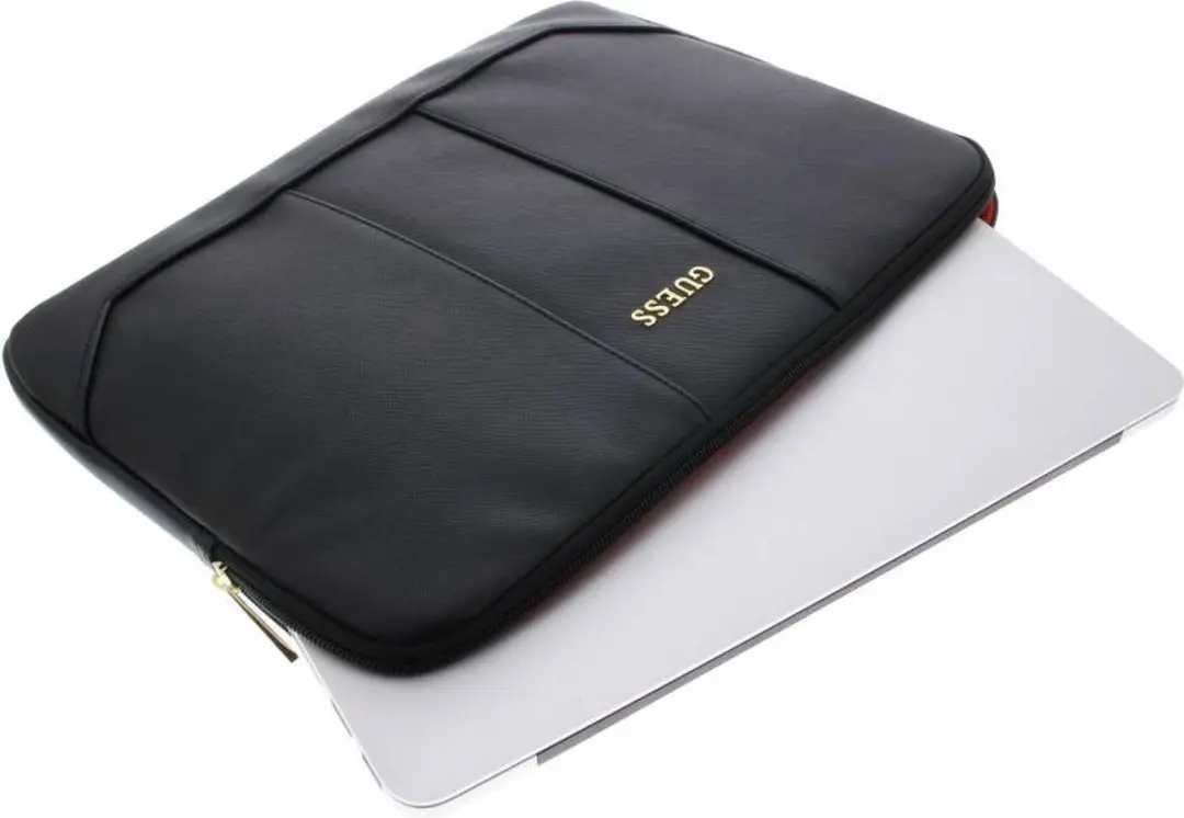 GUESS Saffiano Sleeve Case 11 inch - Zwart - 2 Vakken