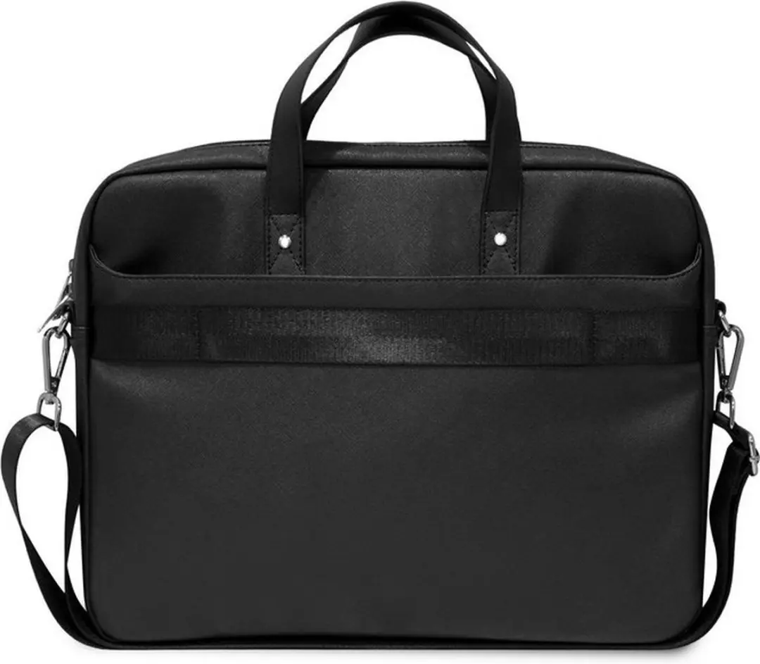 GUESS Saffiano Triangle Logo Laptoptas GUCB15PSATLK - 16 inch - Zwart