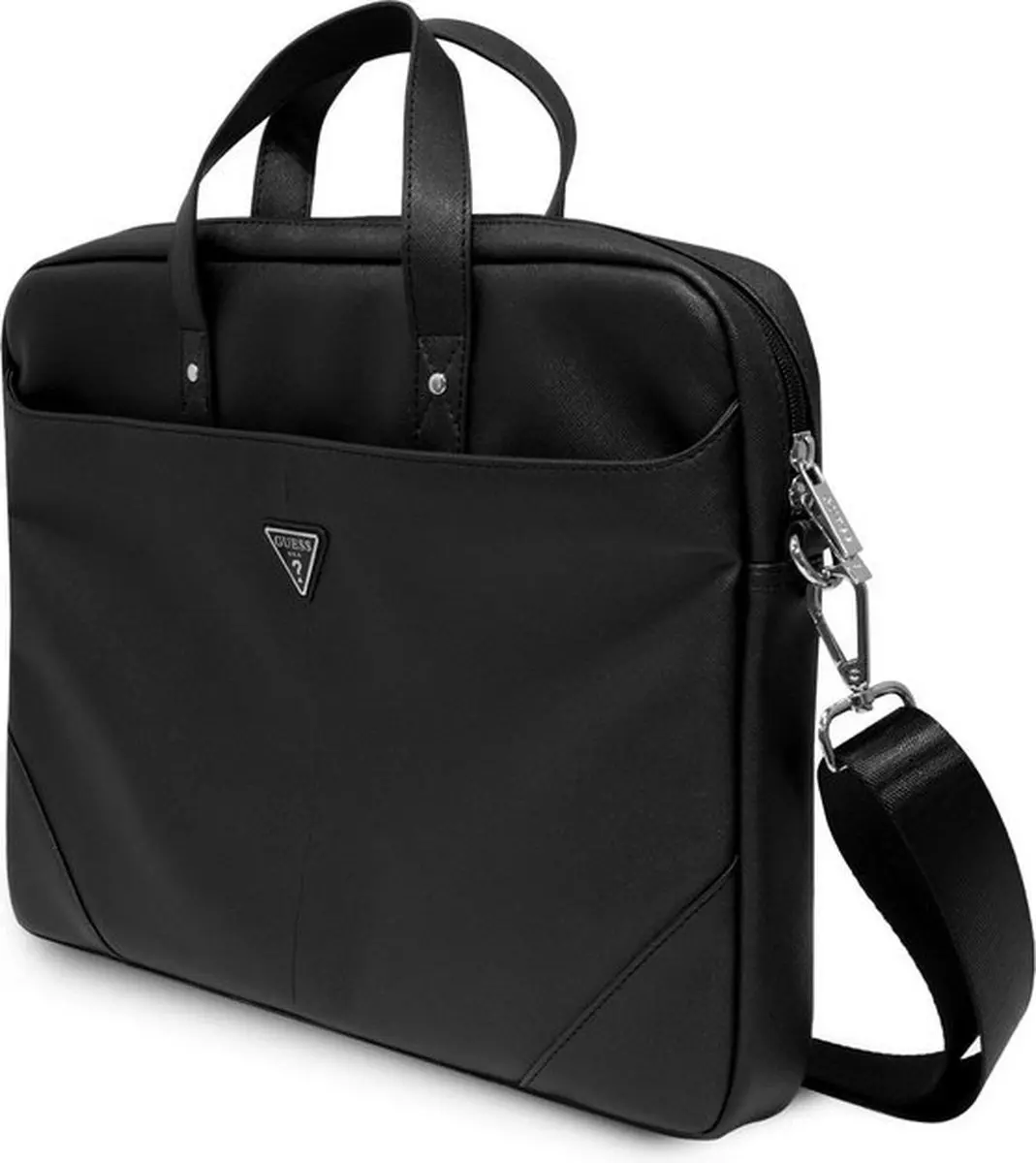 GUESS Saffiano Triangle Logo Laptoptas GUCB15PSATLK - 16 inch - Zwart