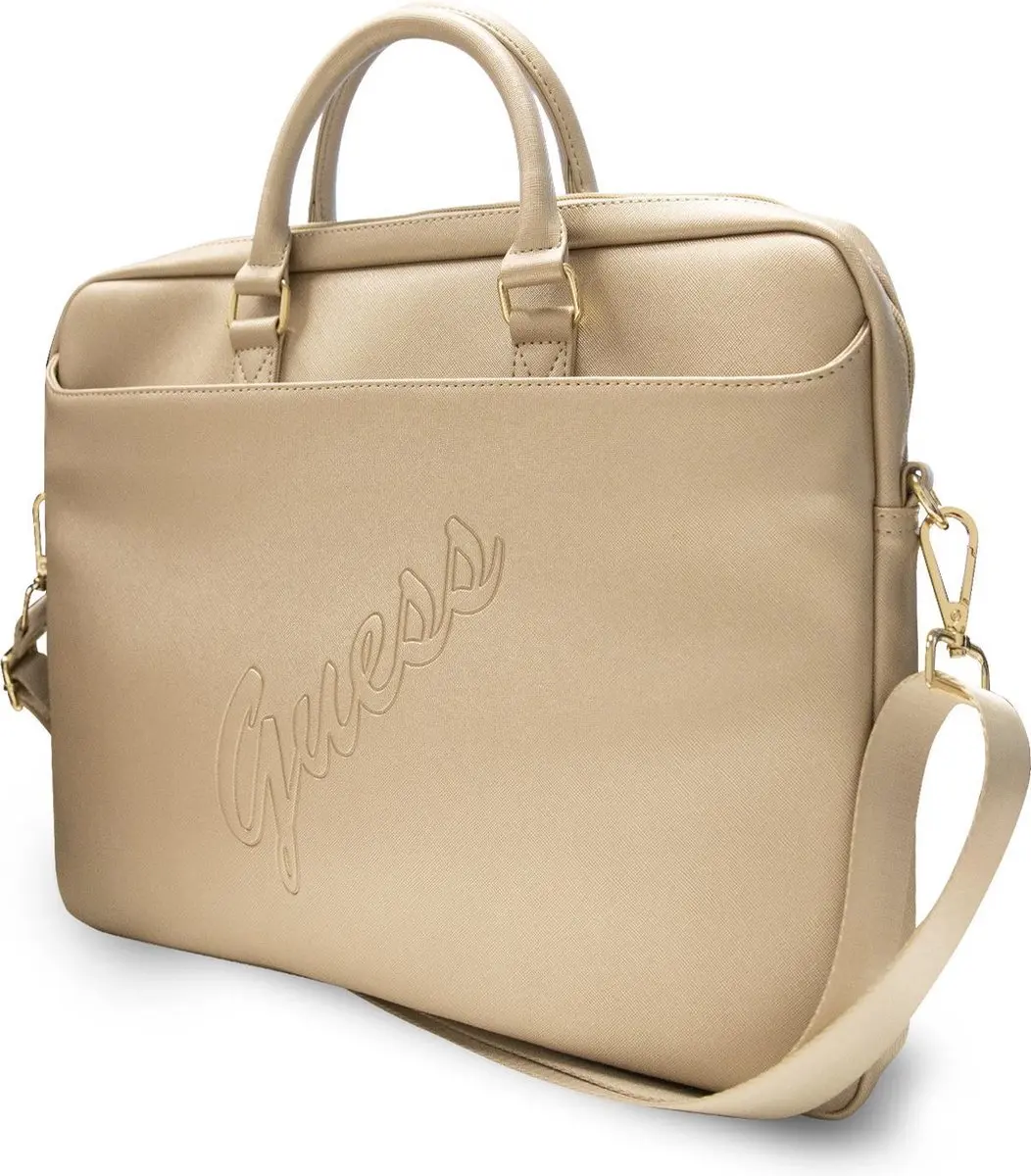 Guess Saffiano Vintage Script Laptop Tas 16"