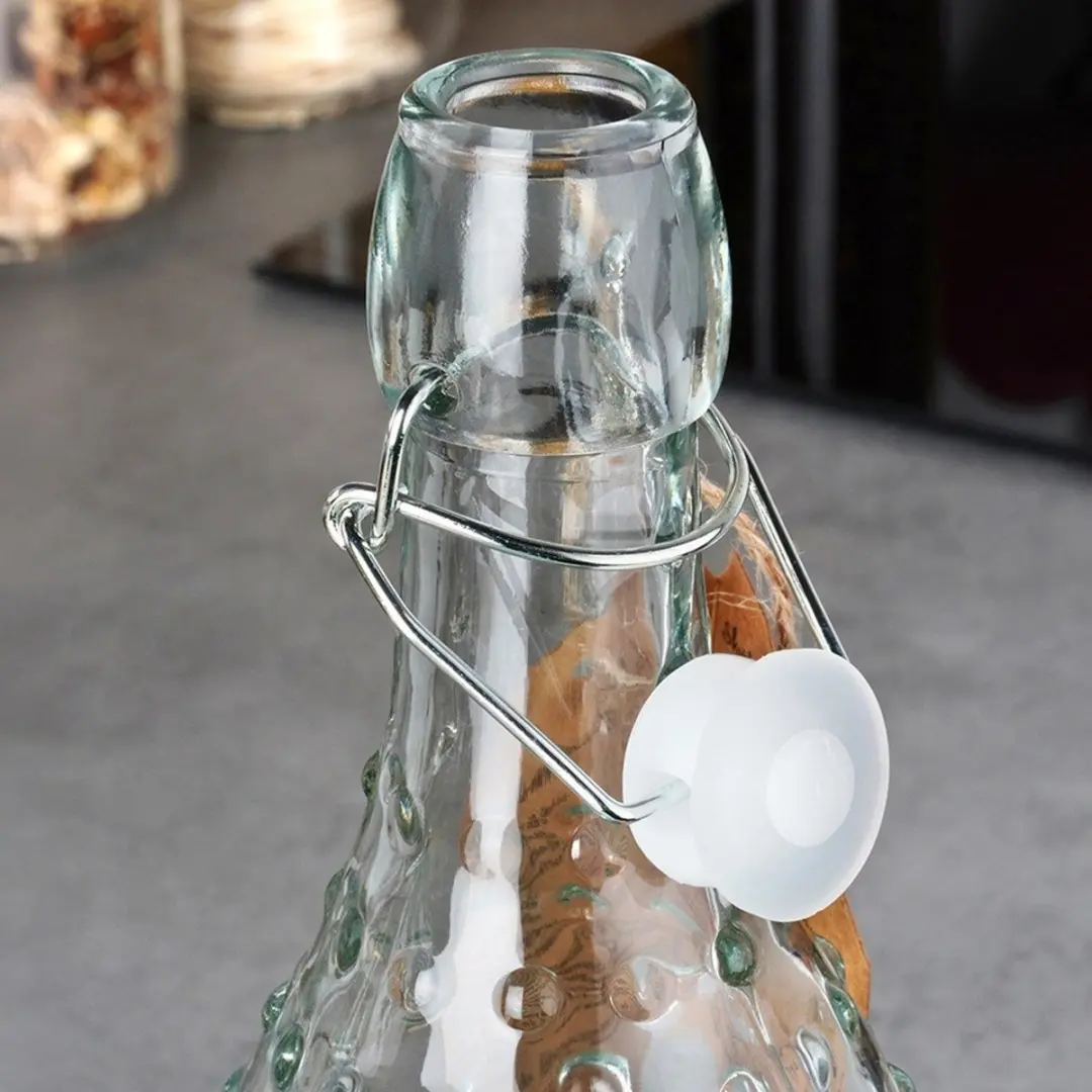 Orion Retro Glazen Fles 1L - Clip Sluiting - Transparant