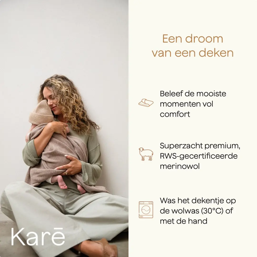 Kare Baby Deken Merino Wol Warm Walnut 70x95cm