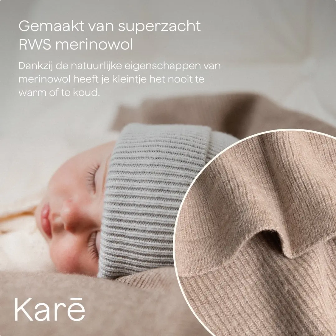 Kare Baby Deken Merino Wol Warm Walnut 70x95cm