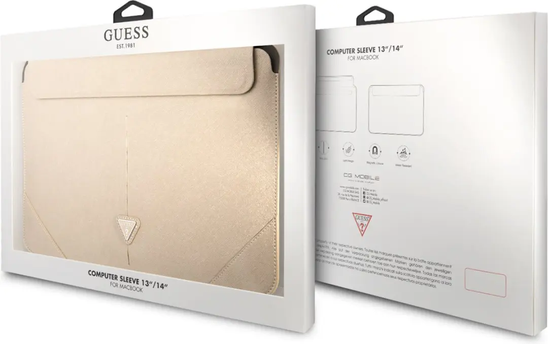 Guess Saffiano Triangle Sleeve 14 inch - Beige