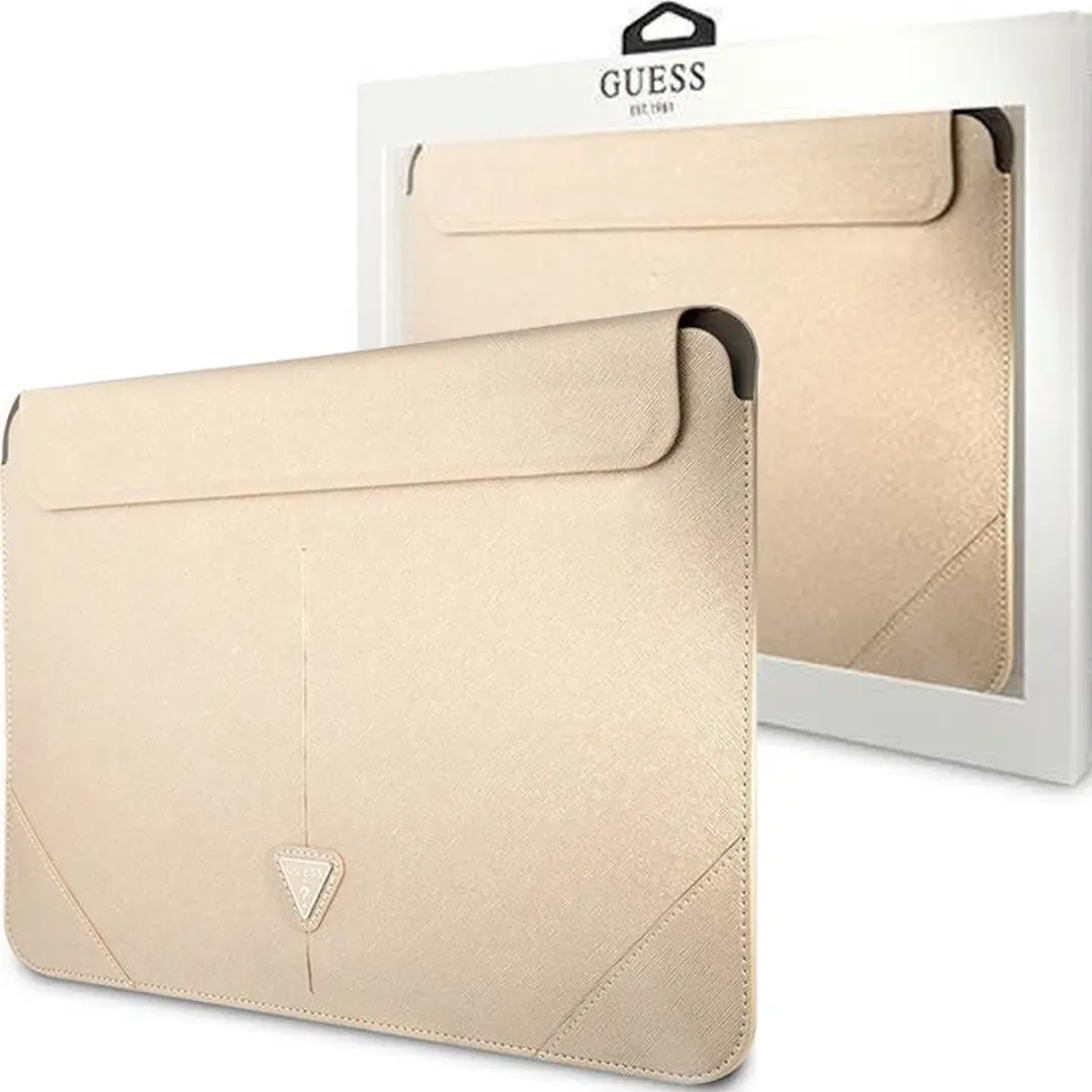 Guess Saffiano Triangle Sleeve 14 inch - Beige - afbeelding 6 van 6