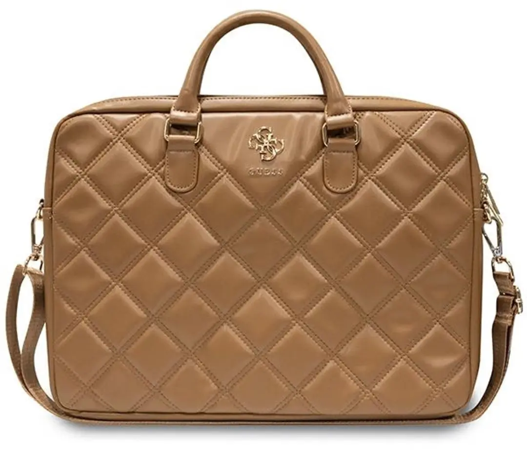 Guess Quilted 4G Metal Logo Laptop Tas 16 inch - Bruin GUCB15ZPSQSSGW