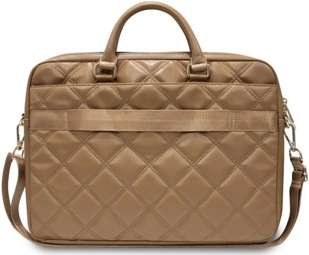 Guess Quilted 4G Metal Logo Laptop Tas 16 inch - Bruin GUCB15ZPSQSSGW