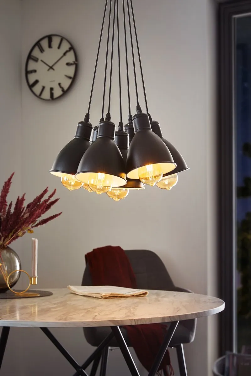 Eglo Vintage Priddy Hanglamp 7 Lichts Ø38.5cm - Zwart/Wit