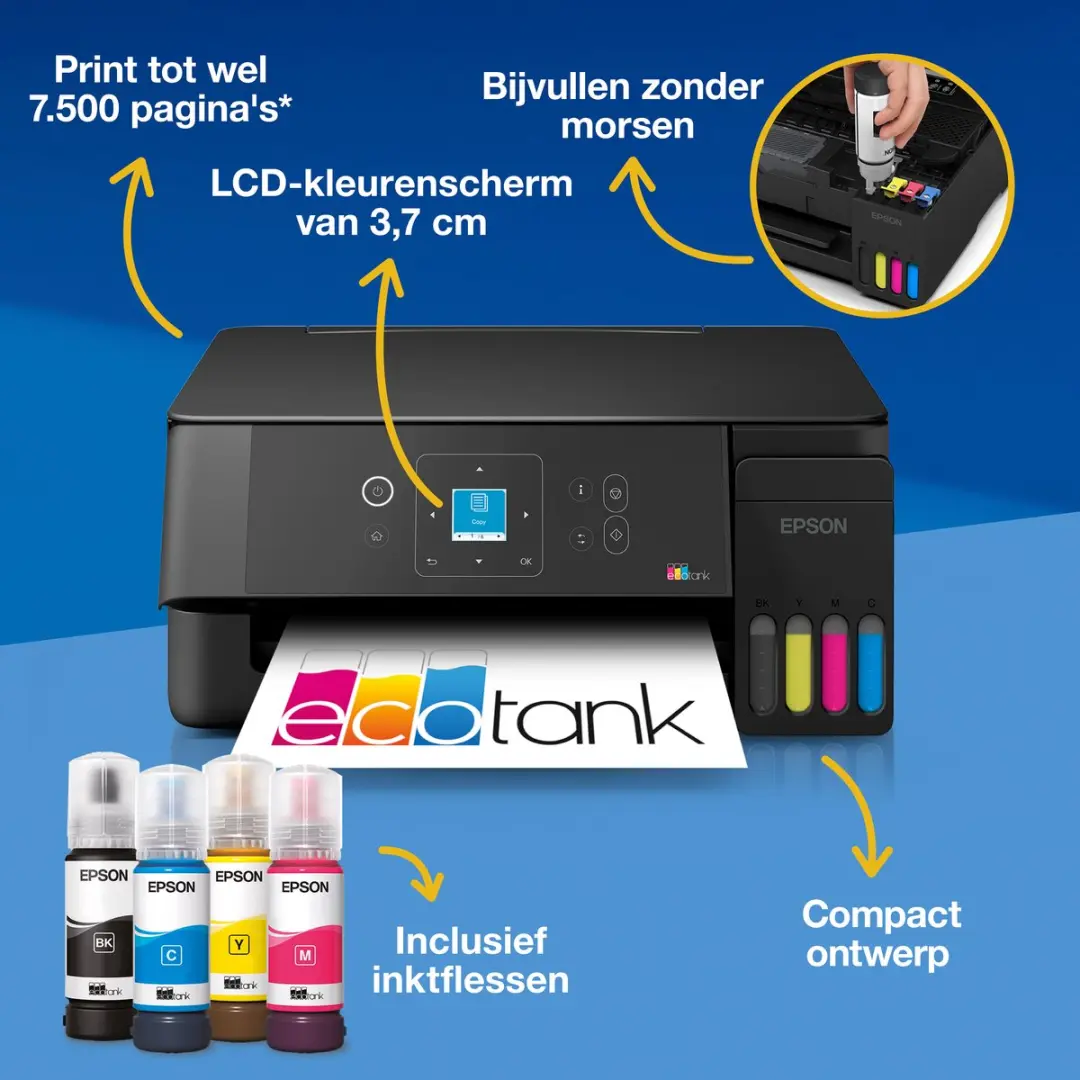 Epson EcoTank ET-2921 Inkjetprinter - 33ppm - 5760x1440 DPI - Zwart