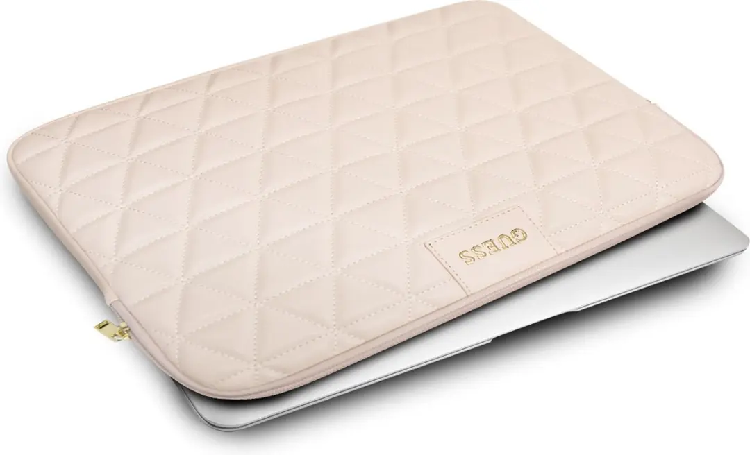 GUESS Quilted Sleeve 13 inch - Roze - 2 Vakken