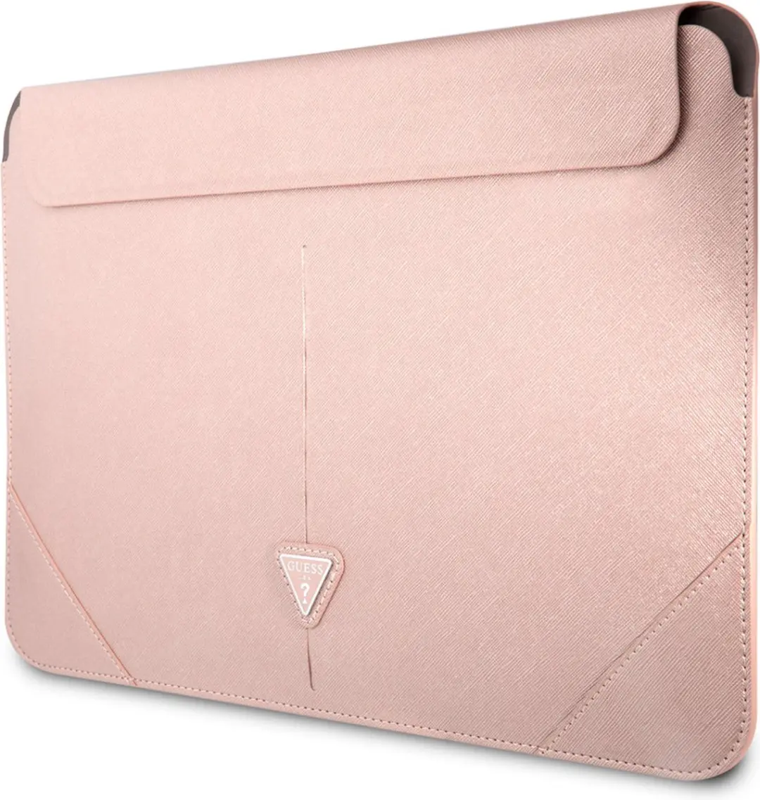 Guess Saffiano Triangle Sleeve 14" - Roze
