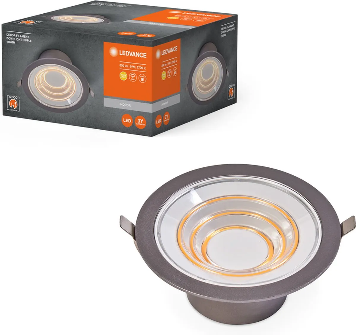 LEDVANCE DECOR FIL DL Ripple Downlight 9W 850lm - Zilver