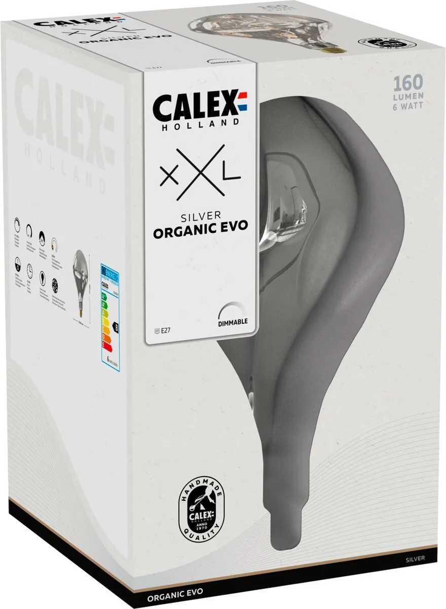 Calex Organic EVO XXL Rookglas E27 LED Lamp 6W - 1800K