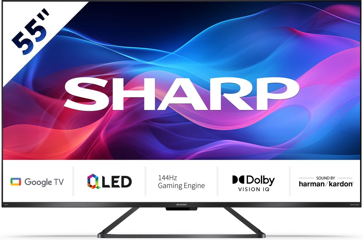 Sharp Aquos 55GR8265 - 55 inch - 144Hz - 4K UHD - QLED met Google TV - 2024
