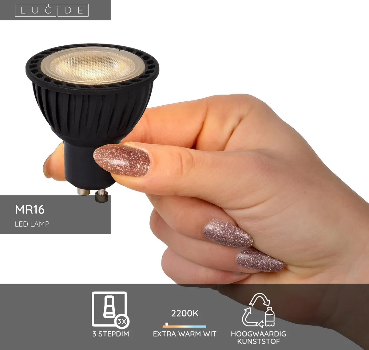 Lucide MR16 LED Spot 5W 2200K - Rookglas - GU10