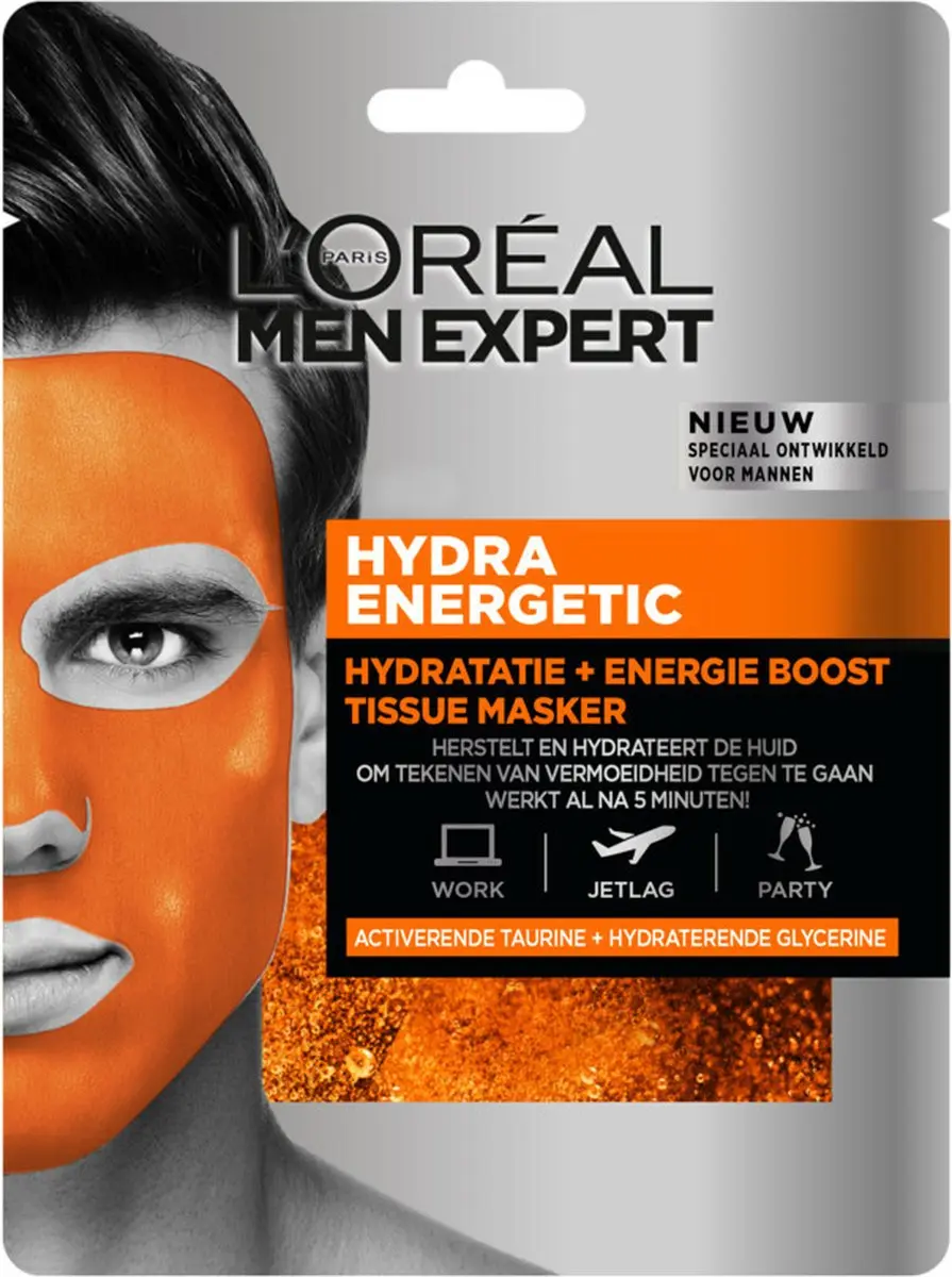 L'Oréal Paris Men Expert Hydra Energetic Gezichtsmasker - 20 Stuks