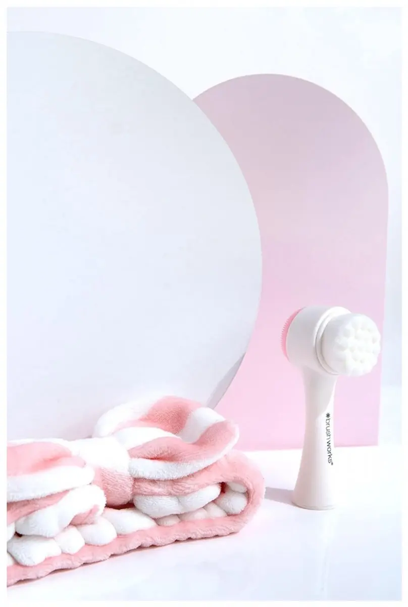 Brushworks Luxe Make-up Hoofdband & Gezichtsreinigingsborstel - Zwart
