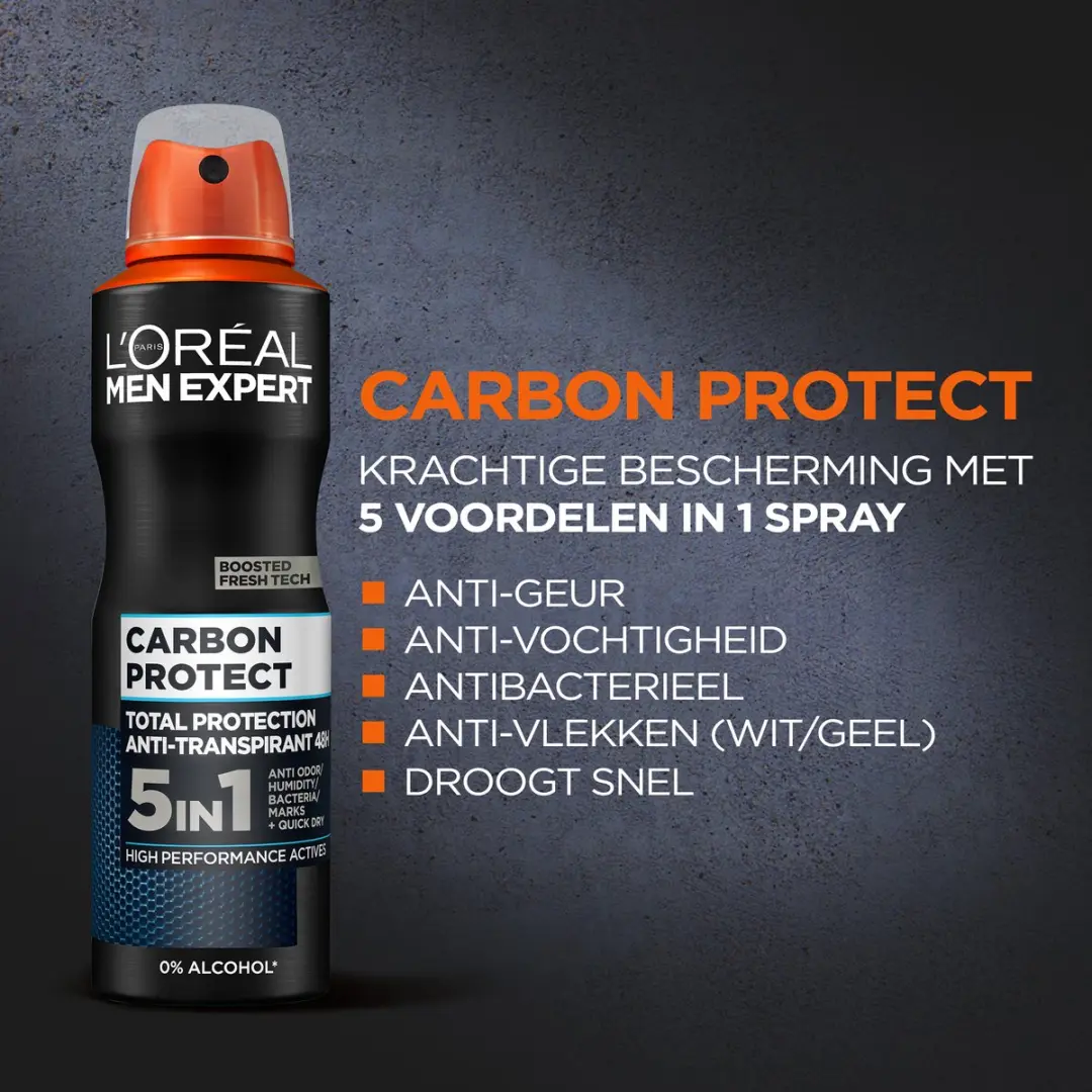 L'Oréal Paris Men Expert Carbon Protect 5in1 Deo Spray - 6x150ml
