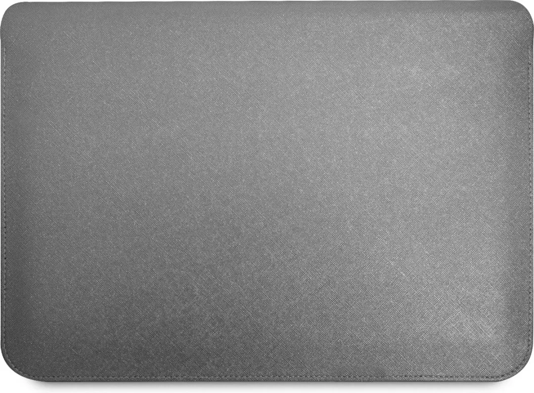 GUESS Saffiano Triangle Sleeve Laptoptas 16" - Zilver