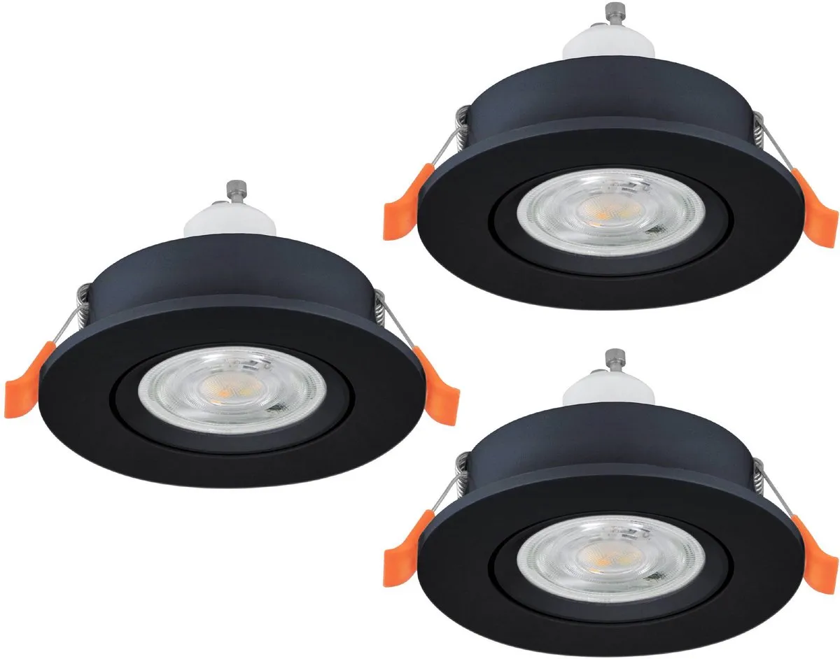 Eglo Barranco Inbouwspot GU10 - Ø9cm - Zwart - 3 Stuks