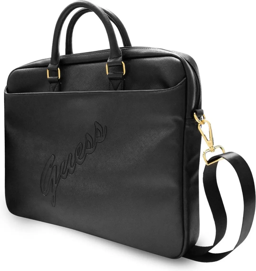 GUESS Saffiano Vintage Script Laptop Tas 16"